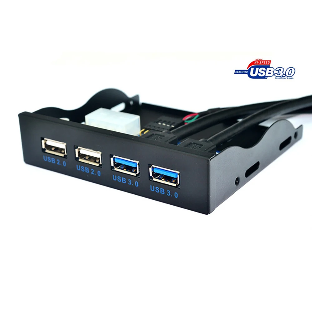 4 ميناء USB 2.0 + USB 3.0 قرص مرن الجبهة لوحة 3.5 بوصة 19PIN/9 دبوس إلى عالية السرعة U3 + U2 موصل الجبهة لوحة خليج USB Hub