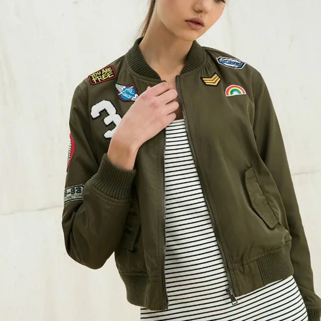 Fashion Army Green Women Bomber Jackets 2016 Female Coat Flight Suit