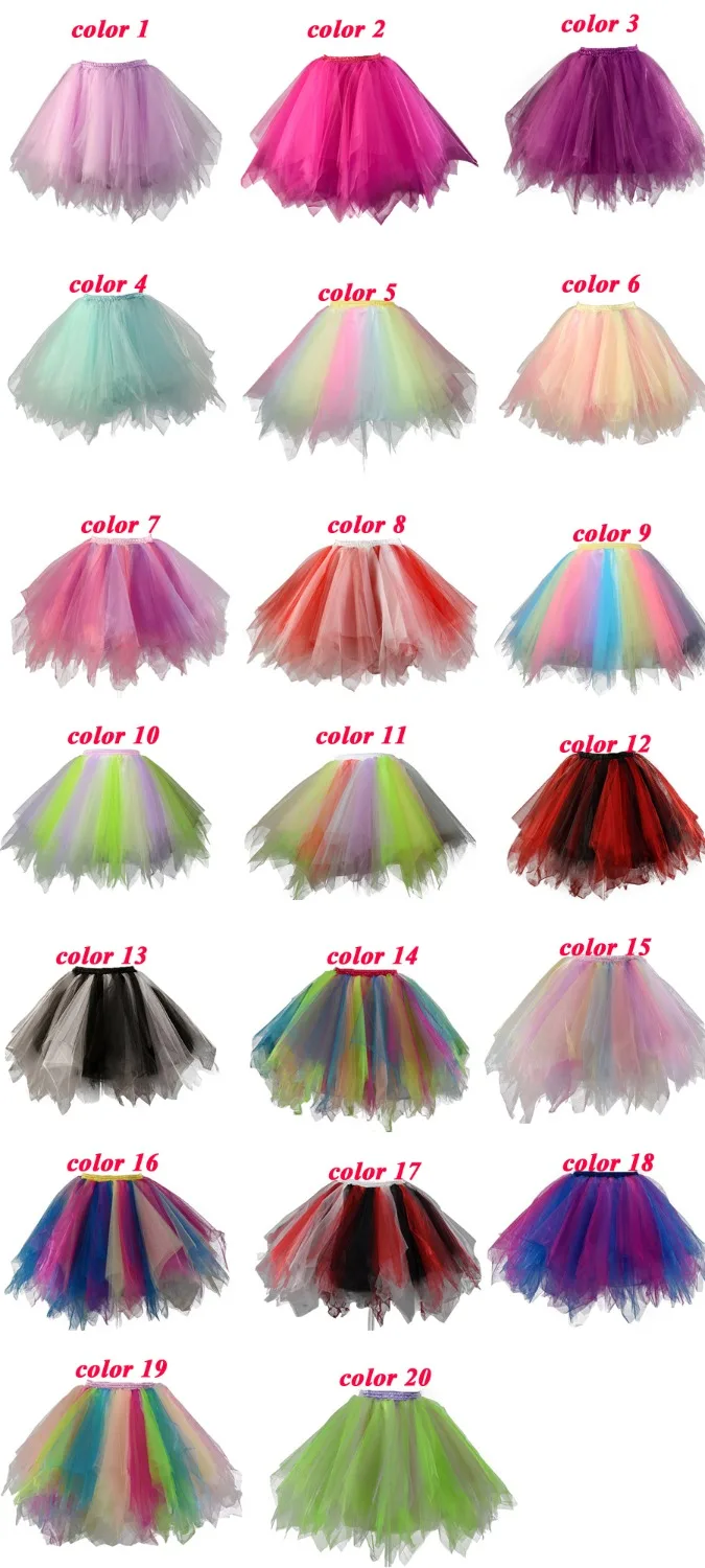 Colorful Petticoats Tulle Underskirt Short Girls Hoepelrok Puffy Dancing Enaguas Novia Adult Tutu Skirt