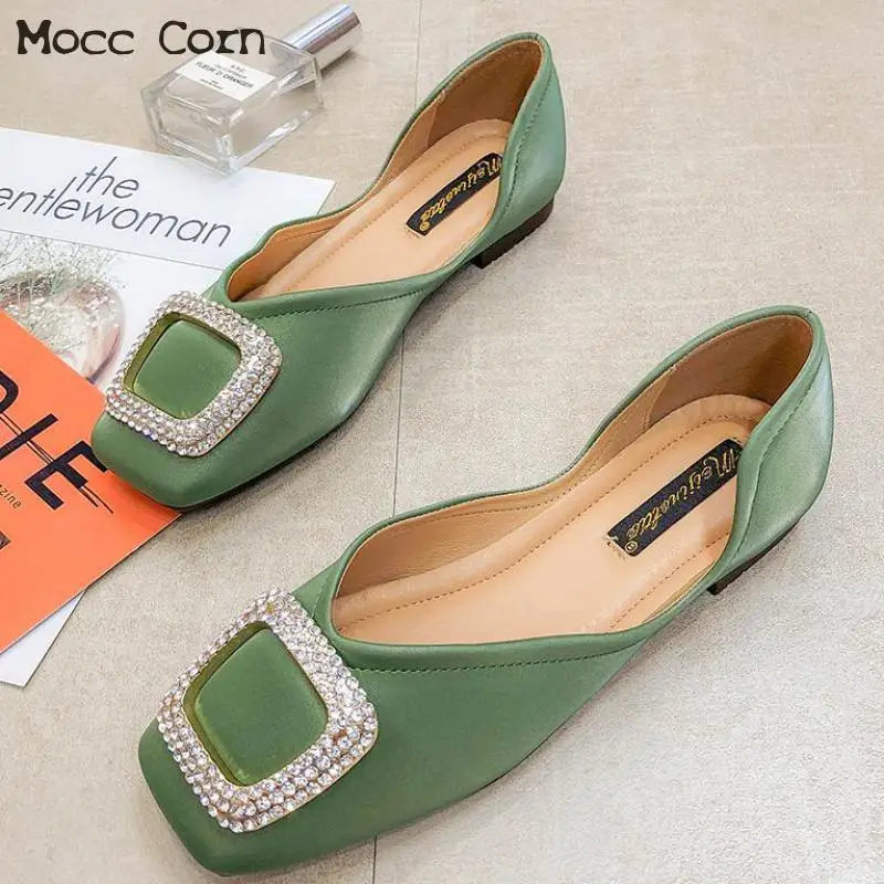 

Women Crystal Flats Shoes Woman Slip-on Ballet Flats Loafers Zapatillas Mujer Spring Autumn large size Lady Shallow Dress Shoes