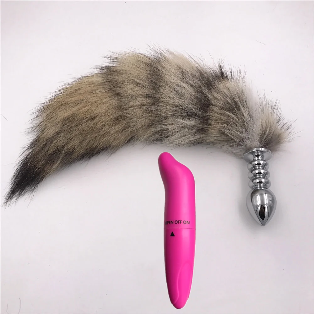 2 Pcs/Lot Vibrator And Wolf Tail Fluffy Anal Plug Sex Toys Erotic Butt Products Toy for Woman Men Adult Games | Красота и здоровье
