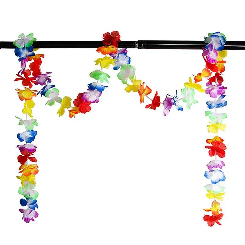 2/6/10 метров в длину многоцветный тропический цветок Лея гирлянды Цепочки и ожерелья в виде цветов и листьев баннер для Гавайскую вечерние свадебные сувениры Декор