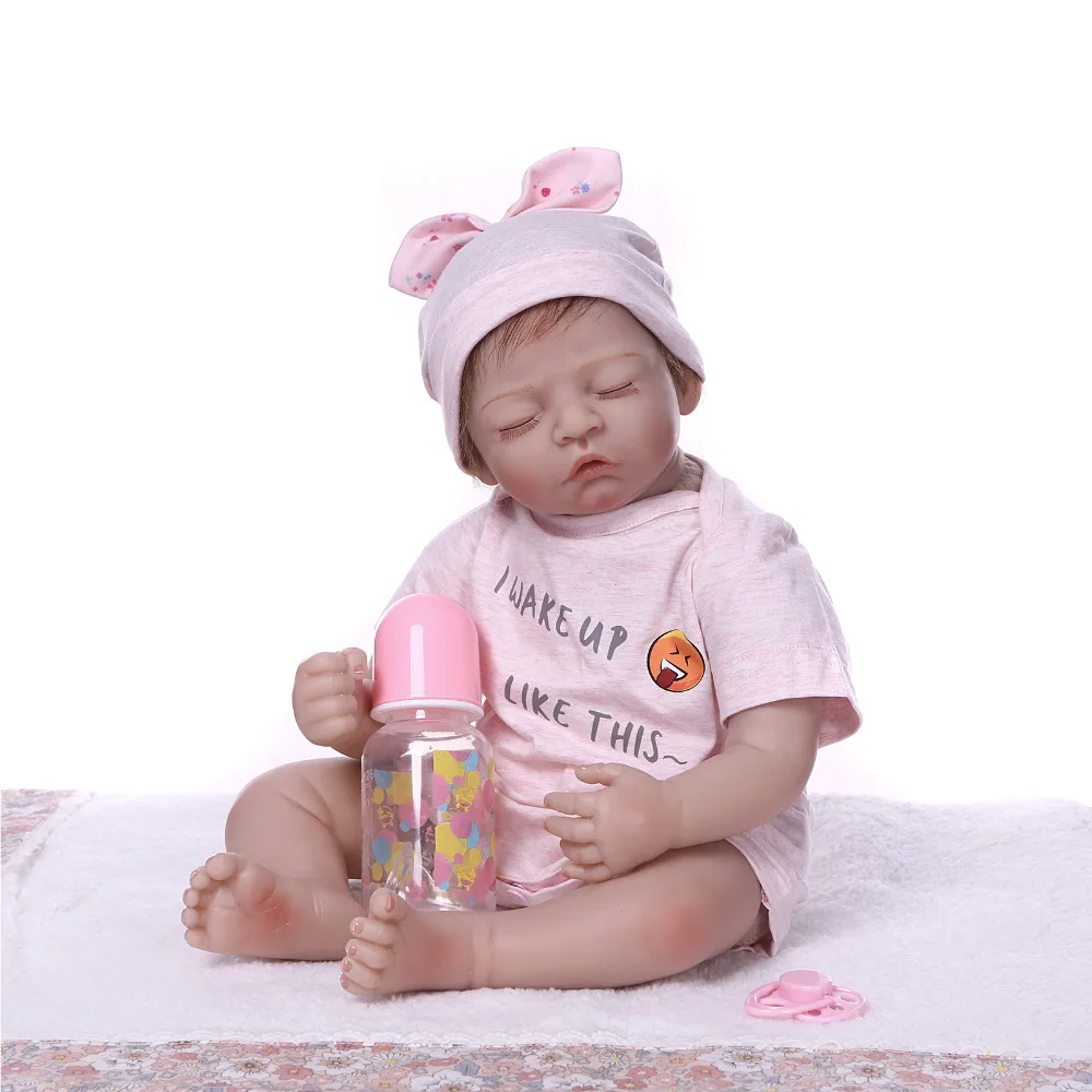 

Nicery 20-22inch 50-55cm Bebe Reborn Doll Soft Silicone Boy Girl Toy Reborn Baby Doll Gift for Children Pink Jumpsuit Baby Doll