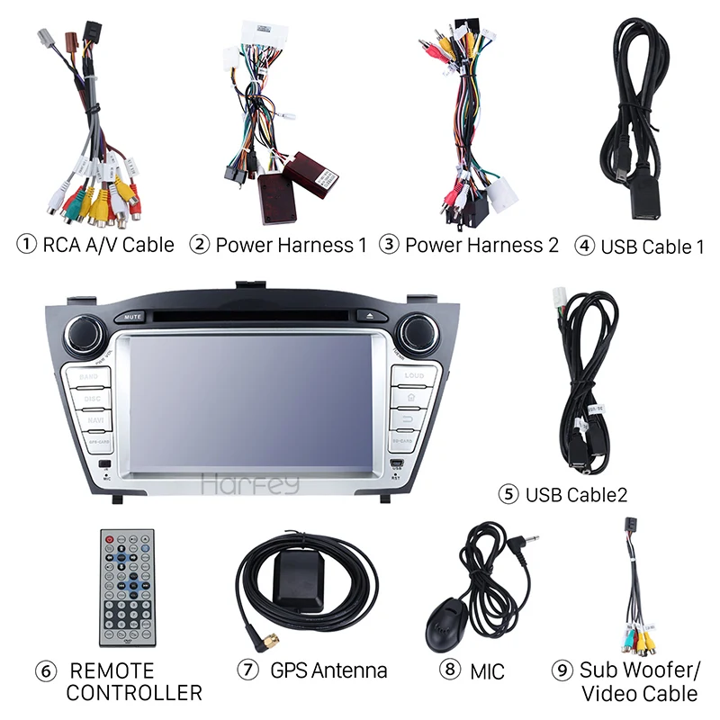 Perfect Harfey 7 inch 8-core Android 8.0 Car DVD Player GPS Navigation for 2009 2010 2011 2012 2013 2014 Hyundai with 4G+32G support 3G 3