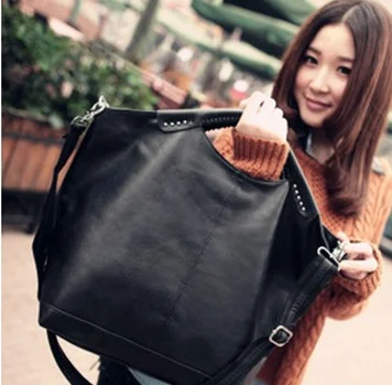 women bag New Hot Black High Quality Women handbag pu Rivet package ...