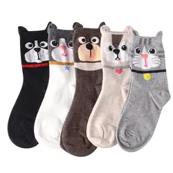 4 пары Для женщин короткие носки забавные Творческий мультфильм Животные кота собаки медведь прекрасный Для женщин носки удобные dendorant