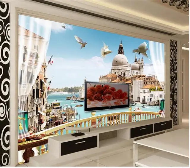 Niestandardowe 3d Fototapety Salon Mural Okno Balkonowe Rzym
