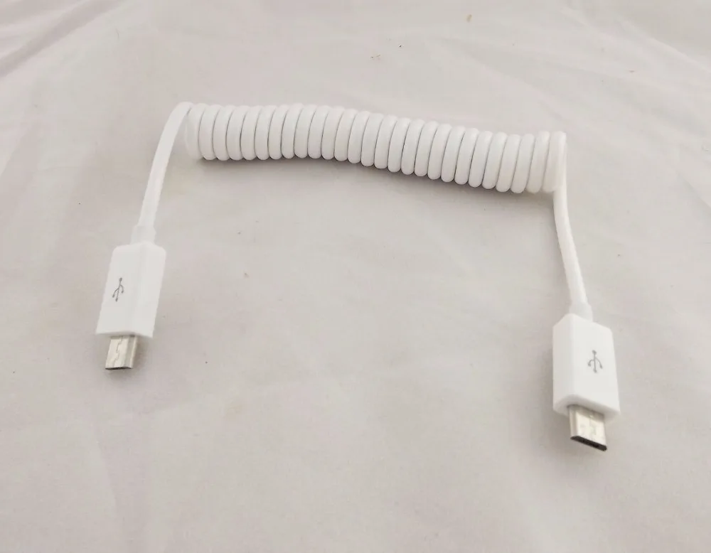 10pcs Micro USB B 5 Pin To Micro USB B 5Pin Male Spiral Coiled Adapter