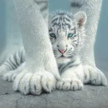

New Arrival 5D Animal White Tiger Diamond Painting DIY Cross Stitch Full Round Square 3D Home Decor Mosaic Picture Gift Partial