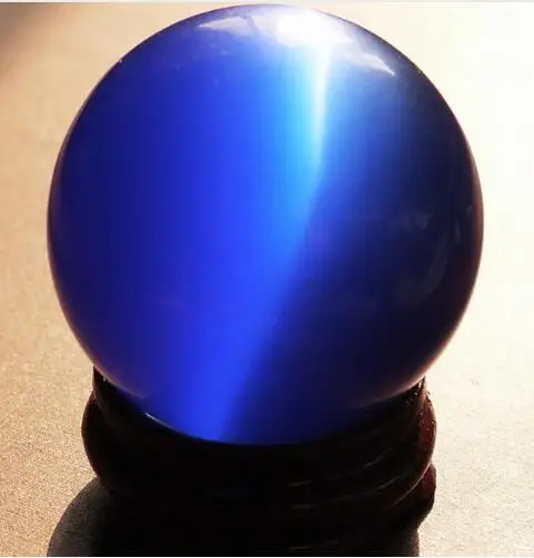 

YM 305 QUARTZ DEEP BLUE CAT EYE CRYSTAL BALL SPHERE 40MM + STAND