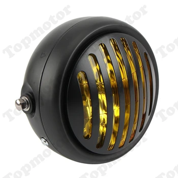 

Motorcycle Parts Head Lights Black Vintage Grill Headlight High Low Beam 165mm For Cafe Racer Dyna FLH Cruisers UNDEFINED