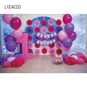 

Laeacco Kid Backdrops Baby 1 Birthday Party Balloons Flower Flag Cake Celebration Floor Child Backgrounds Photocall Photo Studio