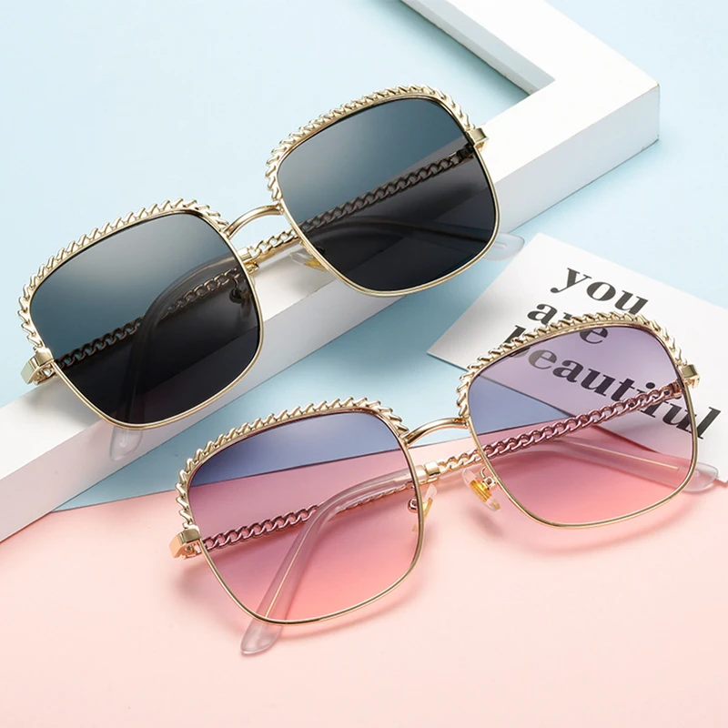 

GYKZ 2019 Fashion Square Frame Sunglasses Women Luxury Brand Designer Vintage UV400 Polarized Gradient Sun Glass Shades Oculos