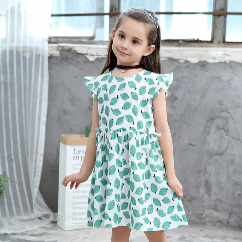 

Hot girls dress children's clothing sleeveless dresses summer Students wear fashion pleated A line dress cotton baby girl dress