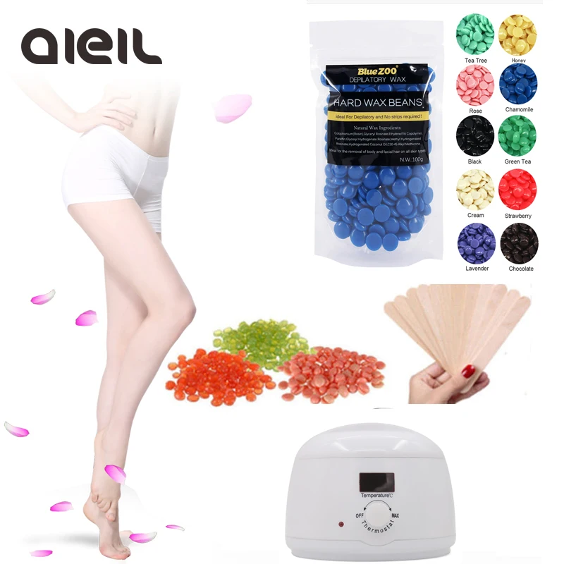 

Waxing Warmer Wax Heater Machine 100g Wax Beans Kit Depilation Paraffin Wax Heater Bikini Epilator 10pcs Stickers Hair Removal