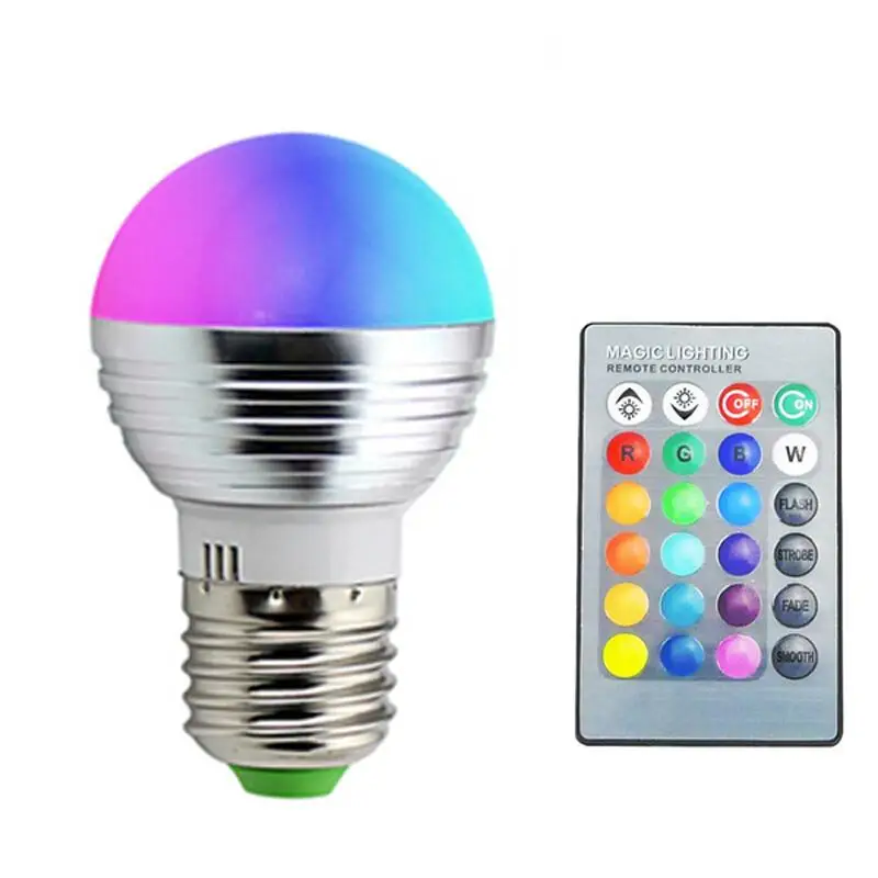 

E14 E27 Led Dimmable RGB RGBW Led Bulbs 3W 85-265V 110V 220V Colorful Led Lamp Chandeliers Led Light+24 Key IR Remote Controller