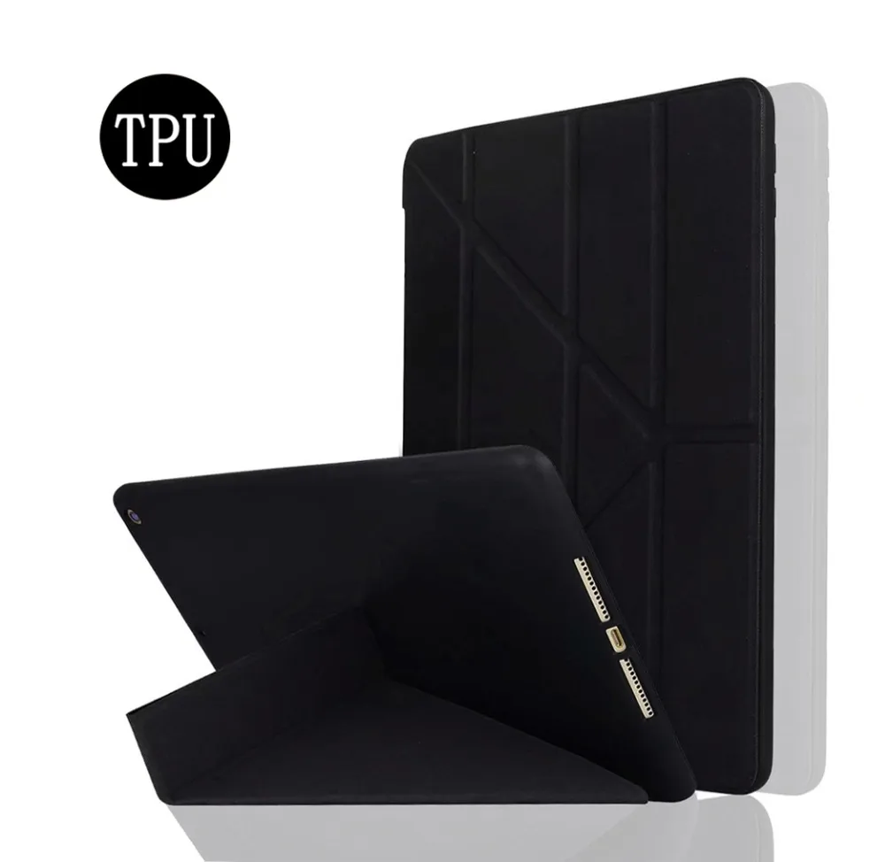 

New Case for iPad 2 iPad 3 iPad 4 deform PU leather cover + TPU soft silicone Stand Smart sleep Wake Tablet Cover Case