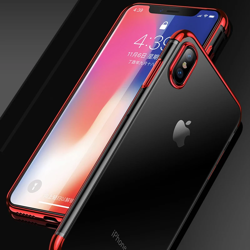 Прозрачный силиконовый чехол с покрытием для iPhone XS Max XR X прозрачный мягкий из ТПУ