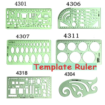 Brand New Green Geometric Template Ruler Mapping Drawing Tools Ruler Suitable For Student School Stationery