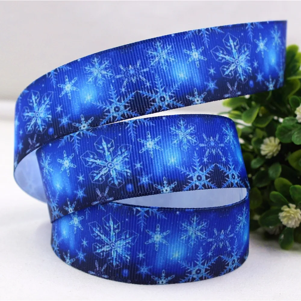 

16813M50,25MM Snow cartoon series printed grosgrain ribbon, DIY handmade hair accessories wedding gift packaging materials