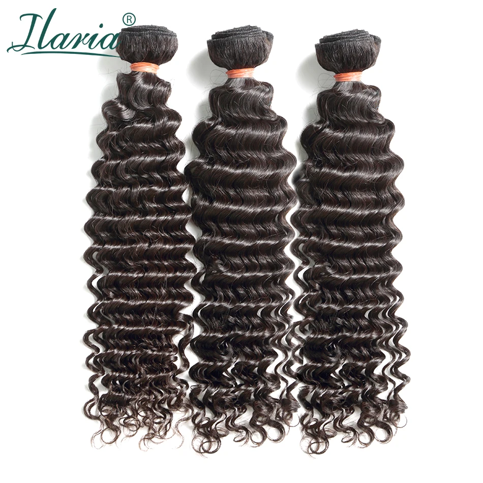 

ILARIA HAIR 8A Mink Brazilian Curly Virgin Hair 3 Bundles Deep Wave 10"-30" 100% Raw Curly Human Hair Weave Bundles Top Quality