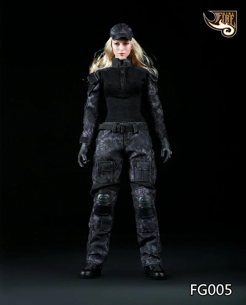 Модель 1/6 года, игрушки для девочек FG005, женские/FG006, Мужская камуфляжная форма с черной змеей, боевая одежда, штаны, костюм для 12 дюймов, фигурка