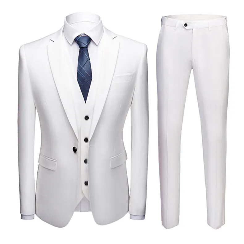 Костюм Для мужчин комплект из 3 предметов(пиджак+ брюки+ жилет) для маленькой девочки социальный костюм Для мужчин модные однотонные Бизнес комплект Повседневное Formale костюмы размера плюс S-6XL