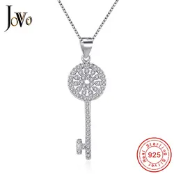 JOVO популярные Творческие женщины ожерелье ключ подвески стерлингов s925 серебро Циркон Fine Jewelry модные леди подарок