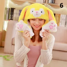 Новинка; 1 шт.; шапка с ушками кролика; милая плюшевая управляемая подушка безопасности; подарок для детей; для девочек; DOD886