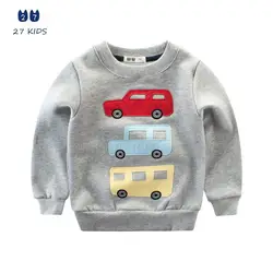Новый детский вязаный свитер осень-зима Брендовая детская одежда с круглым вырезом пуловер для малышей с мультяшным автомобилем для