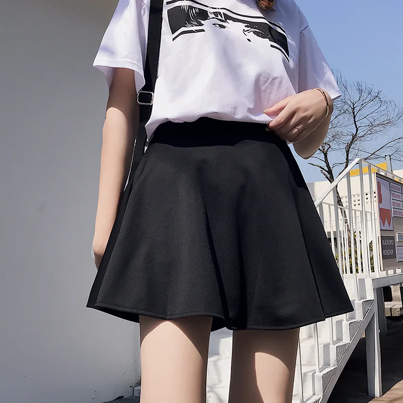 2019 Women Summer High Waist Pleated A Line Skirts All Matching Black Skirt Female INS Short Skirt Harajuku Kawaii Mini Skirt 2019 Women Summer High Waist Pleated A Line Skirts All Matching Black Skirt Female INS Short Skirt Harajuku Kawaii Mini Skirt