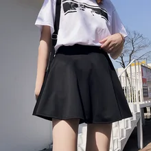 2019 Women Summer High Waist Pleated A Line Skirts All Matching Black Skirt Female INS Short Skirt Harajuku Kawaii Mini Skirt