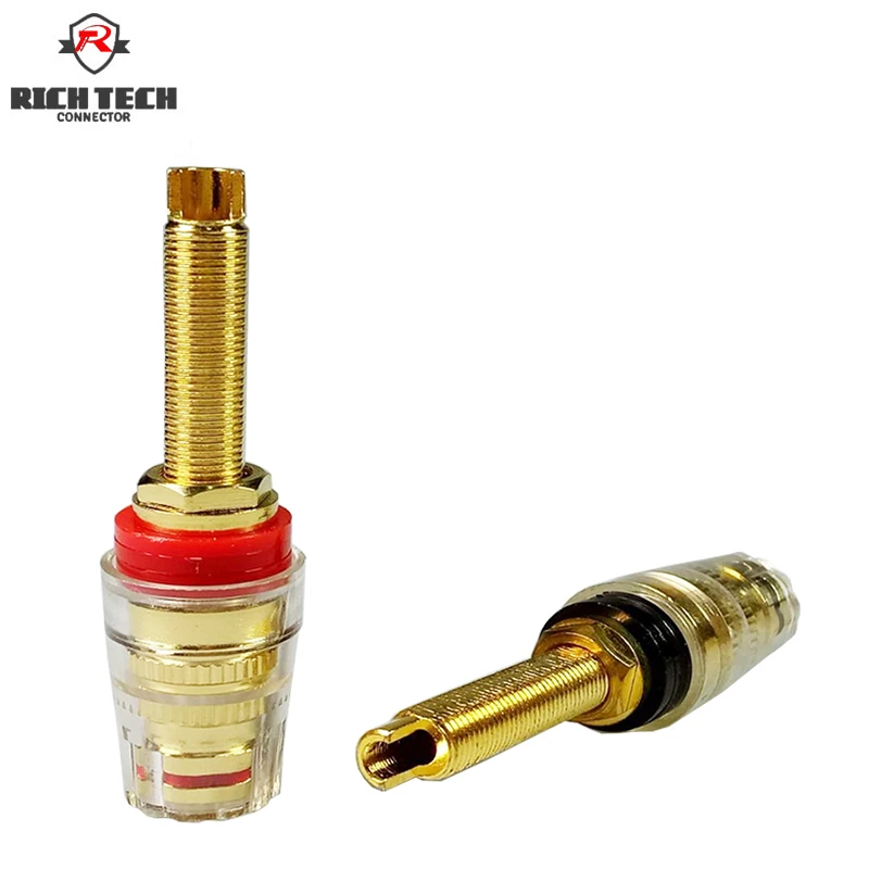 

1Pair Brass Long Binding Post Connector Crystal Shell 19MM Diameter Speaker Amplifier Audio Plug Match 4mm Banana Plug Terminals