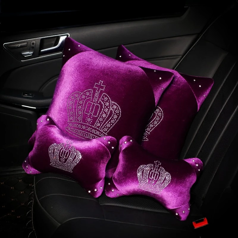 Purple Siyibb Soft Plush Car Handbrake Cover Crystal Crown Auto Interior Accessories 