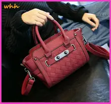 PU new bat bag 2016 hot big woven bag rivets Ms. shoulder diagonal handbag 5