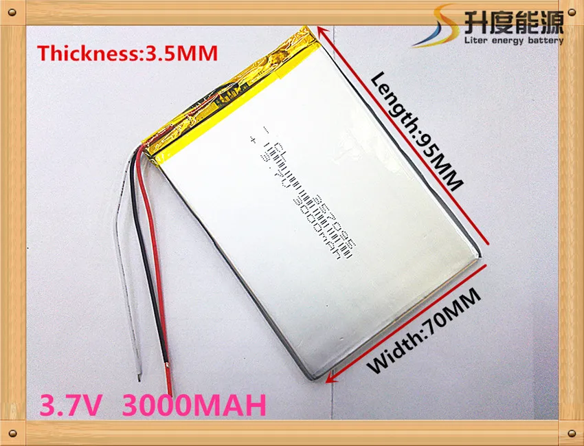 

3 wire battery.3.7V 3000mah (polymer lithium ion battery) Li-ion battery for tablet pc 7 inch MP3 MP4 [357095]