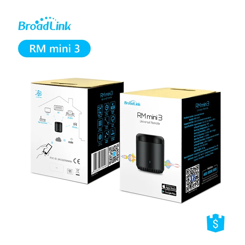 2-Pack BroadLink RM mini 3 IR Универсальный Инфракрасный пульт ДУ, Голосовое управление с Amazon Alexa и Google Home