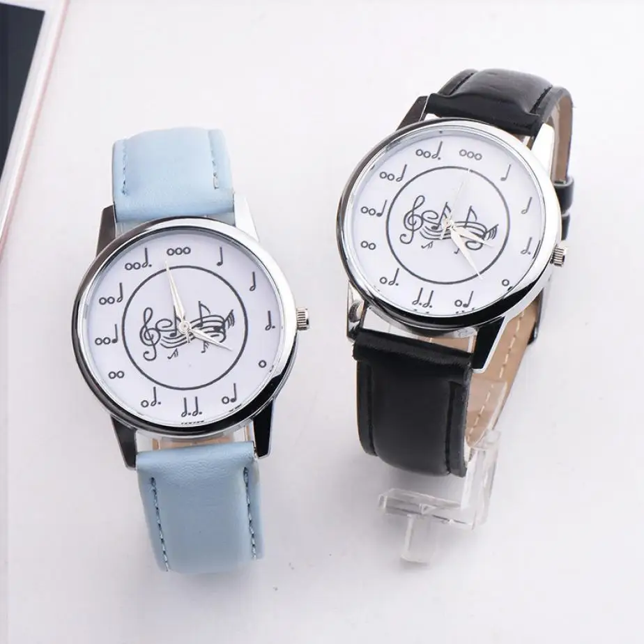 

Relogio Feminino 2018 Fancy Unisex Musical Note Leather Band Analog Alloy Quartz Watch Laidesa Business Quartz Watch 0427