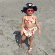 Одежда для детей; малышей; девочек цветочный купальник-бикини, одежда джинсовое платье Пляжная купальная одежда От 1 до 6 лет