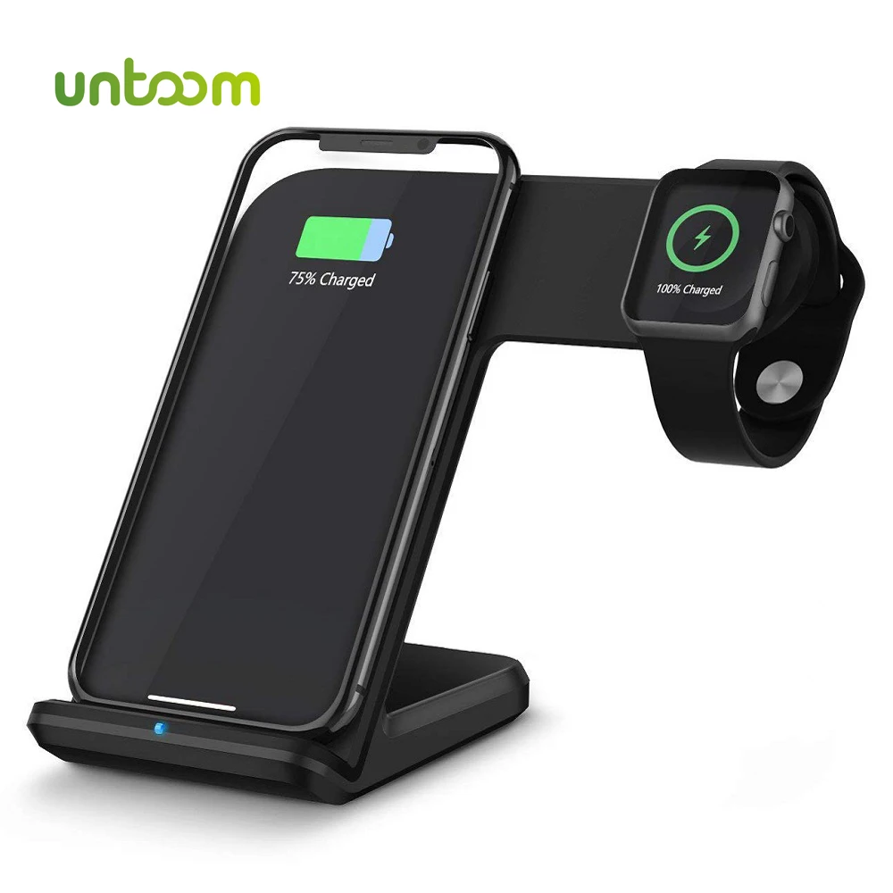 

2 in 1 Wireless Charger for Apple Watch Series1 2 3 QI Fast Wireless Charger for iPhone XS Max XR X 8Plus for Samsung S7 S8 S9