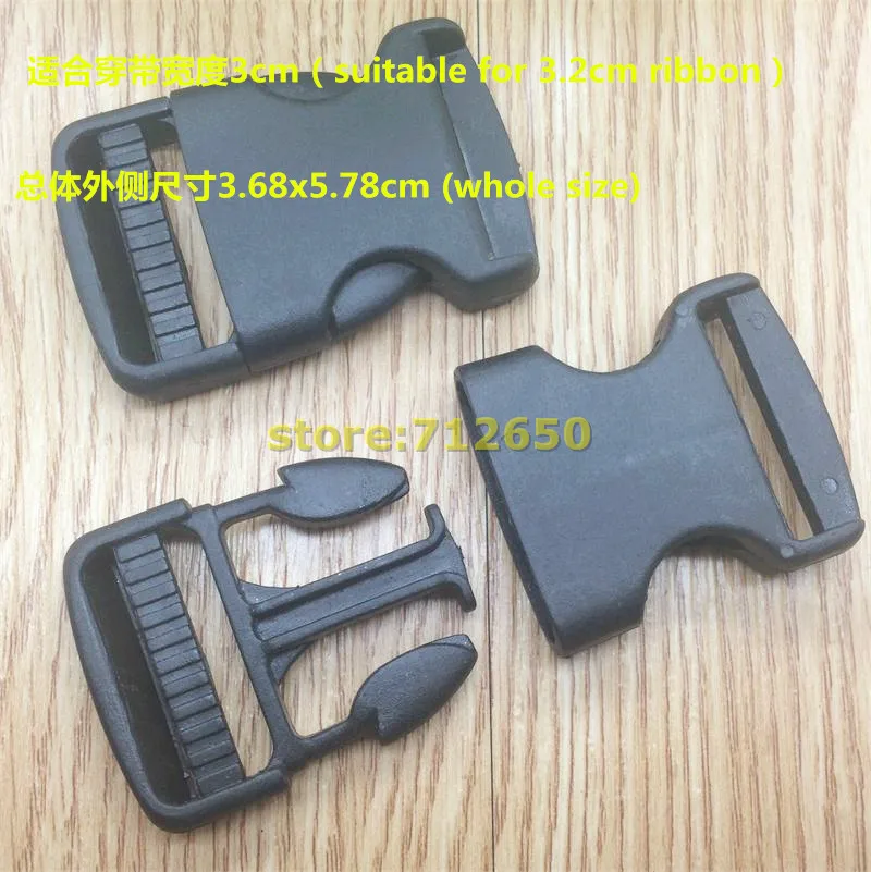 Free shipping 10 pcs 30mm Plastic Buckles Black Color Garment School Bag accessories For