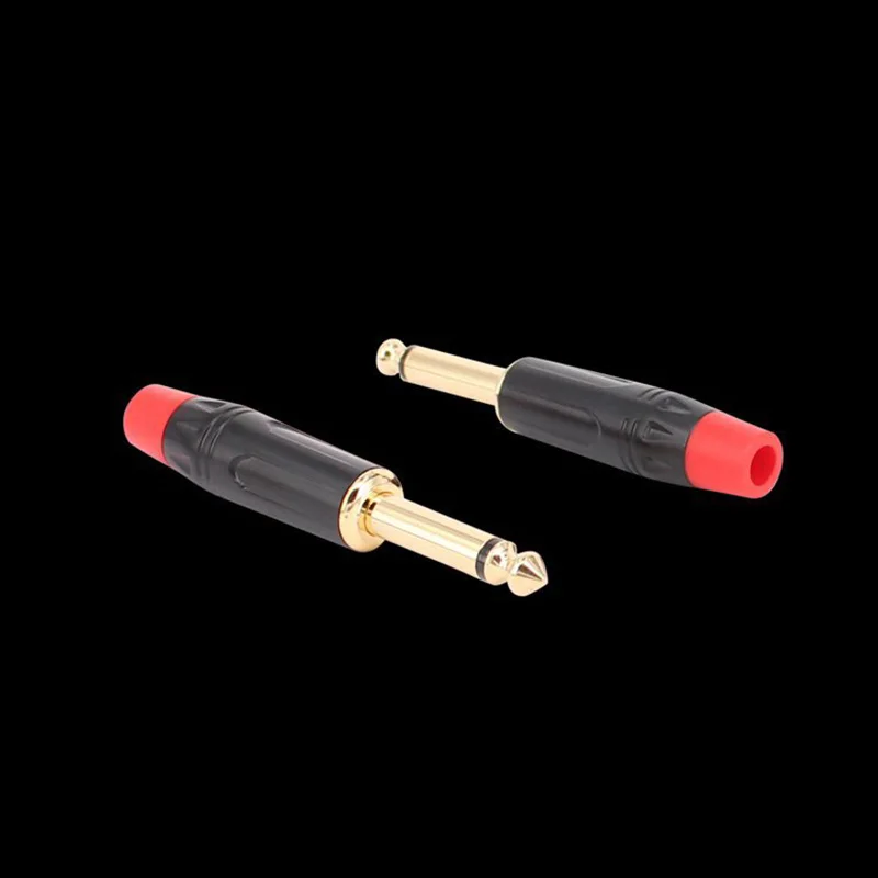 

2PCS Large Copper Core Gold Plated Jack 6.35mm Audio Plug 6.5mm Connector Soldering Head Mono Microphone Mixer Sound Box
