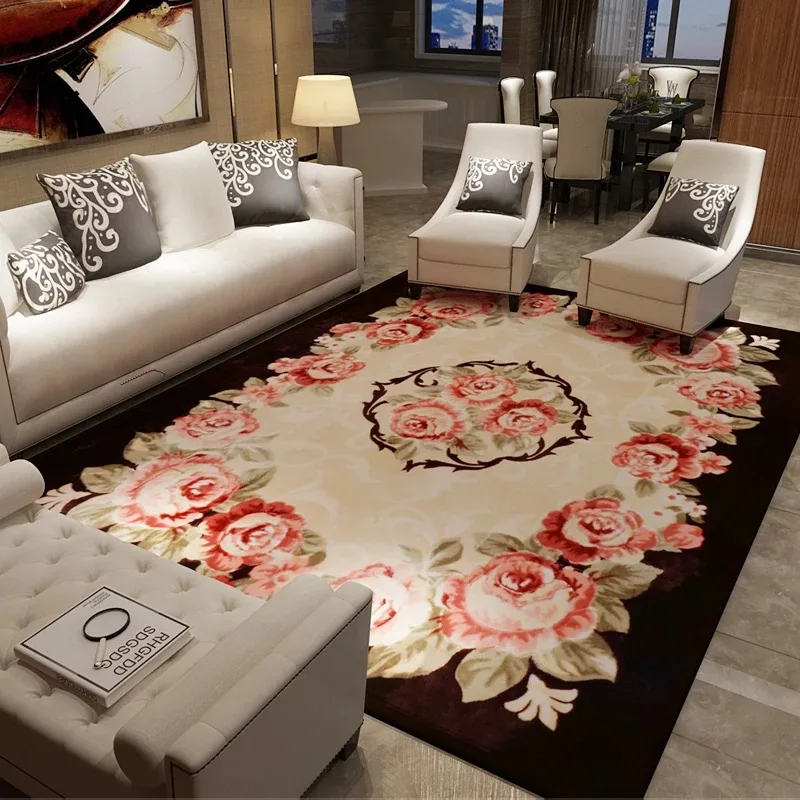 Flower Carpets For Living Room Bedroom European pastoral big Carpet Sofa Table Floor Mat Kids Crawling Area wedding Fashion Rug