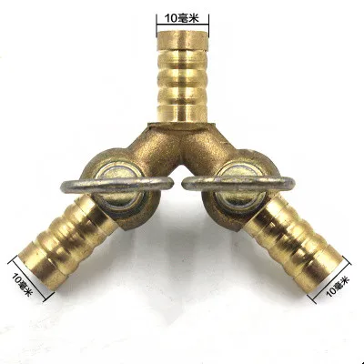 Равный 10 мм Колючая латунь 3 способа Тип Y газовый фитинг Соединительный клапан