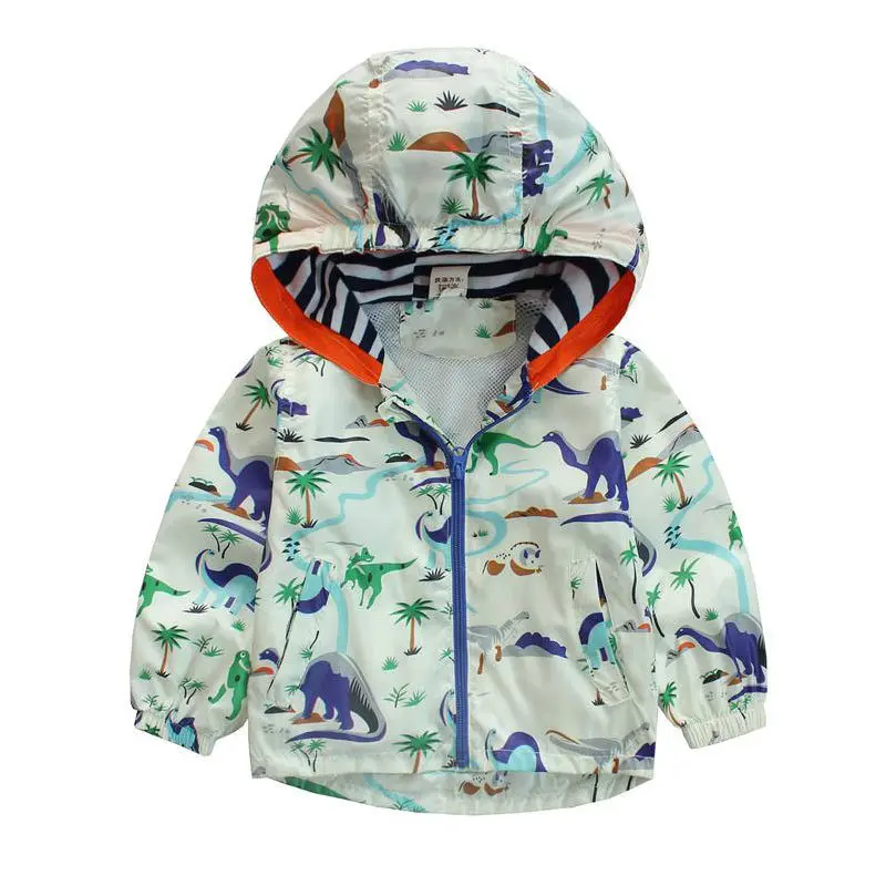 Dinosaur Boys And Girls Outerwear Trench Hooded Children Coat Trench
