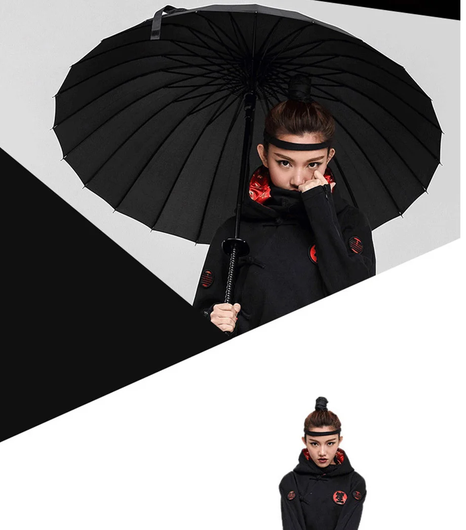Креативный автоматический зонт с длинной ручкой, японский самурайский зонт, прямой стержень, аниме солнечные зонтики