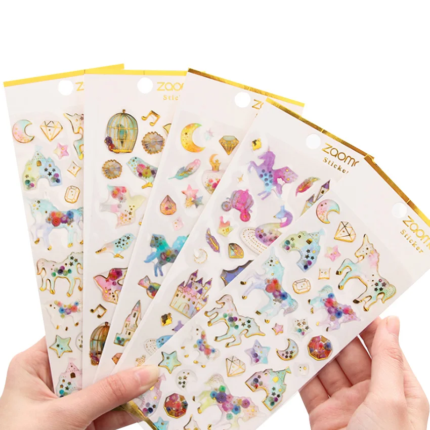 1 лист/лот милые Мультяшные эпоксидные красивые наклейки со стразами цветок украшение креативный дневник DIY Deco стикер