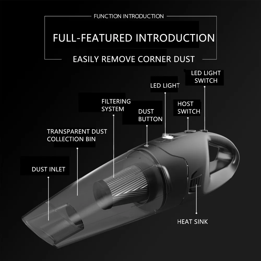 CARAYMIN беспроводной автомобильный пылесос 120 Вт 5000 ПА сильный всасывающий влажное и сухое использование пылесборник Бастер для низкого шума