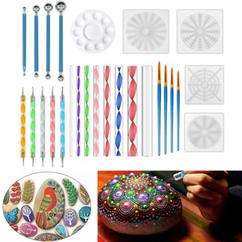 Painting Stencil For Rock DIY Art Set Tools Kits Dotting Stainless Steel Plastic Home Creative Accessories 26 pcs