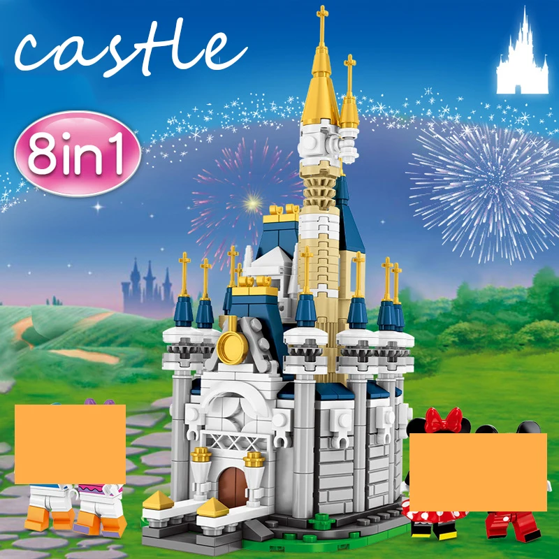 

New Creator 8 in 1 Princess Castle Mini City Architecture Building Blocks Compatible Legoinglys Friends Children Toys Girl Gift